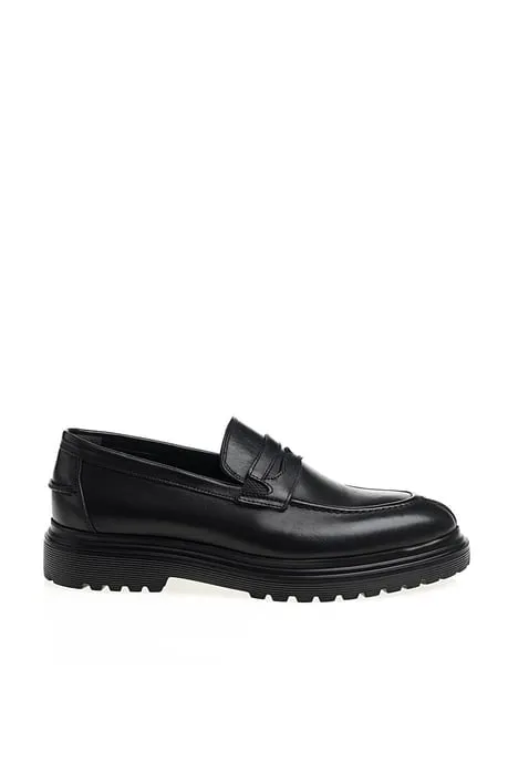 Brabion Aldo Leather Black Loafer Shoes
