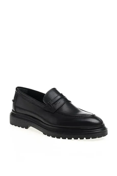 Brabion Aldo Leather Black Loafer Shoes