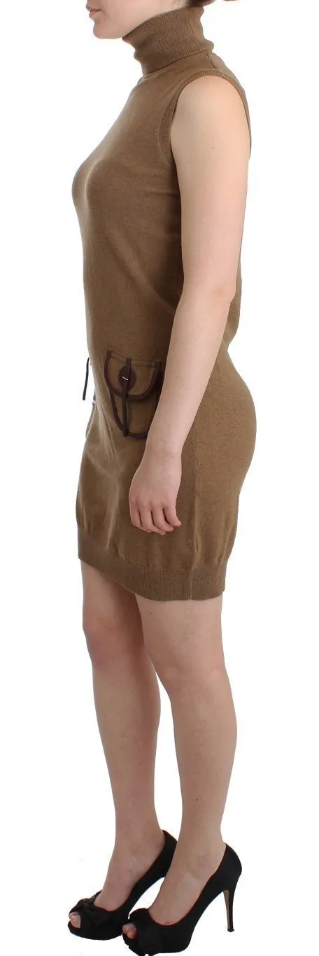 Brown knitted wool dress