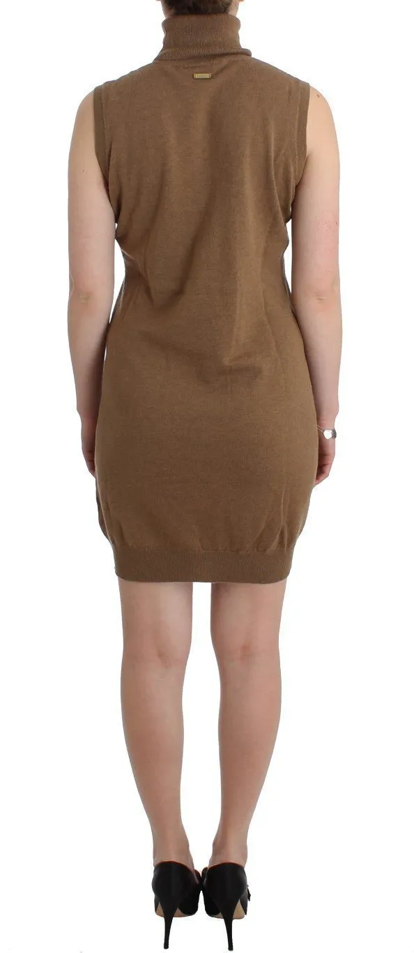 Brown knitted wool dress