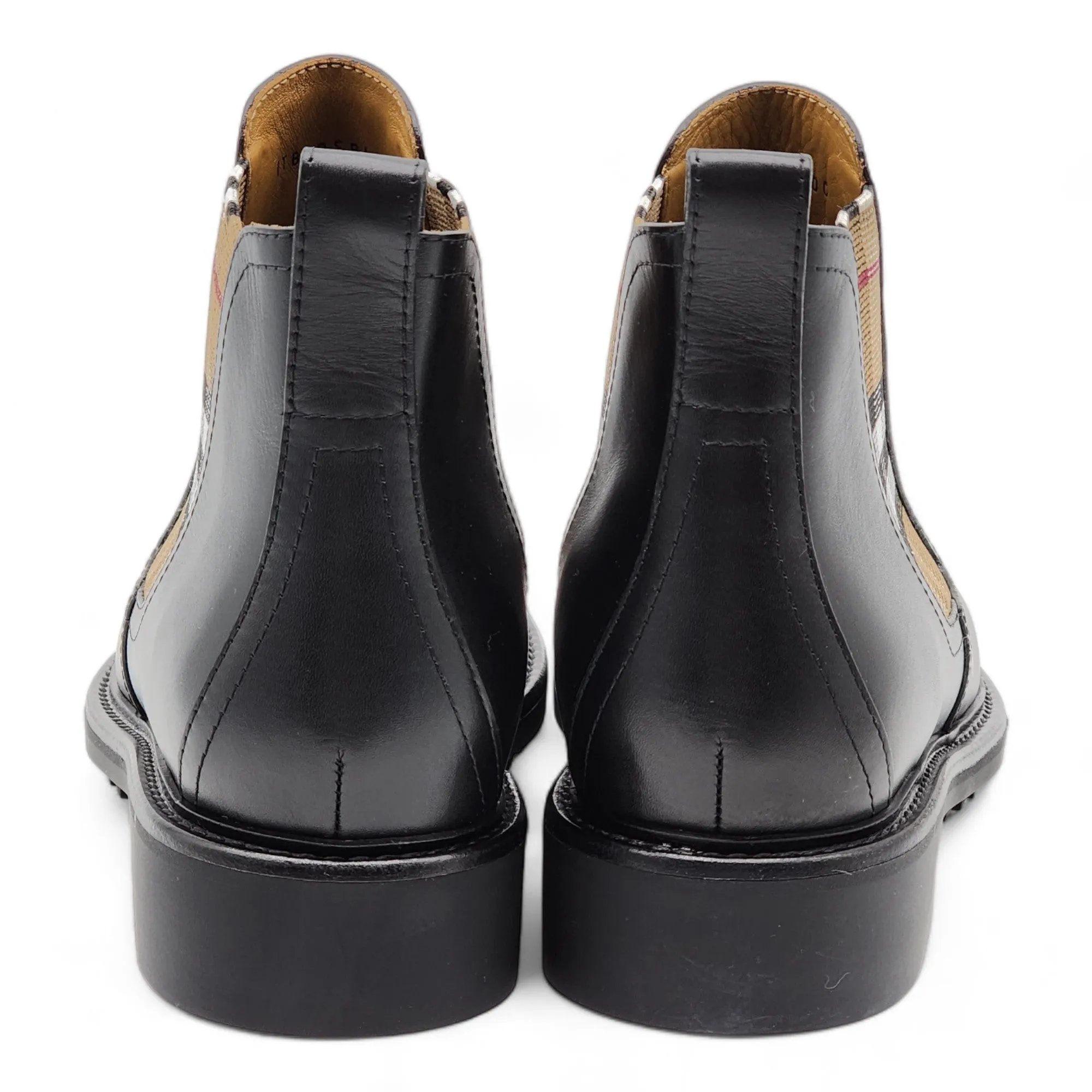 Burberry Vintage Check Detail Leather Chelsea Boots