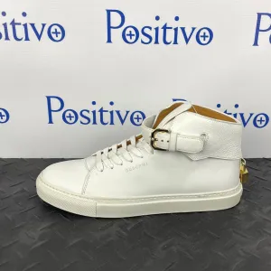 Buscemi Mens 100MM Buckle White Leather Sneakers Sample w/ Defect