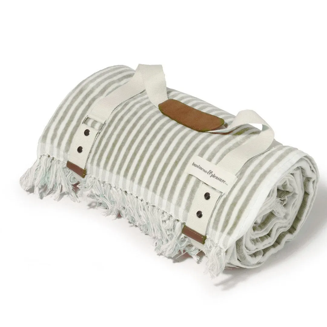 Business & Pleasure - Beach Blanket - Laurens Sage Stripe