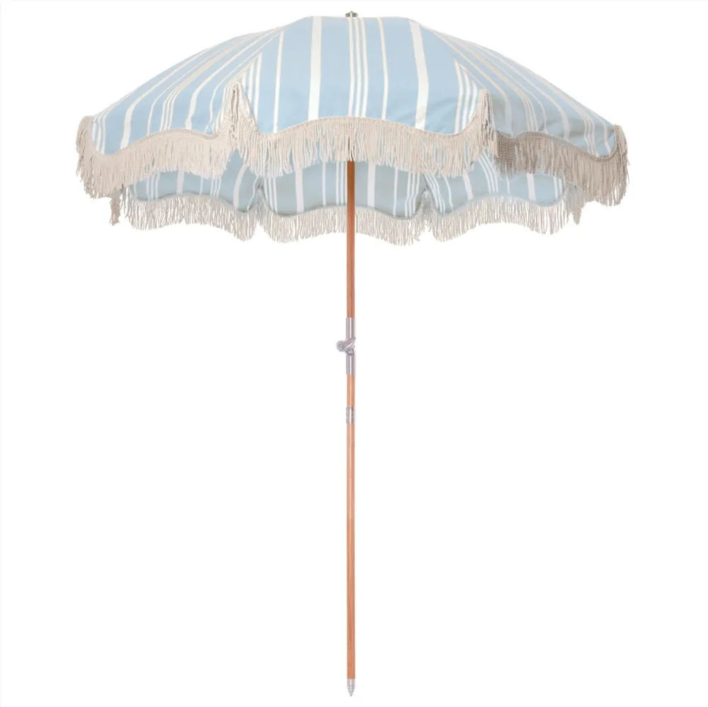 Business & Pleasure - Premium Beach Umbrella - Vintage Blue Stripe