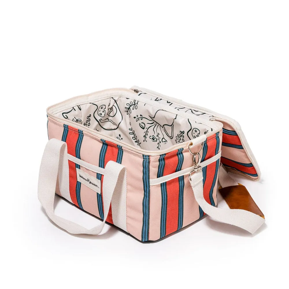Business & Pleasure - Premium Cooler Bag - Bistro Dusty Pink Stripe