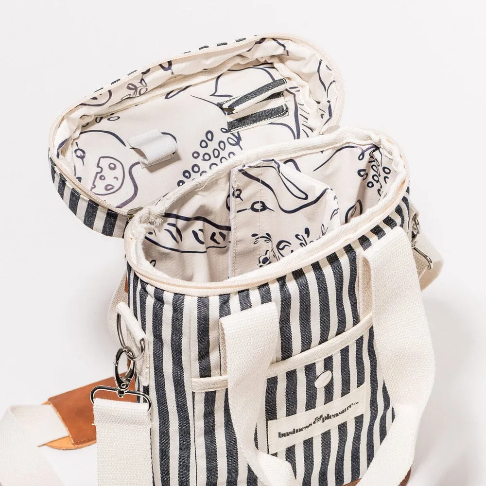 Business & Pleasure - Wine Cooler Tote Bag - Laurens Navy Stripe
