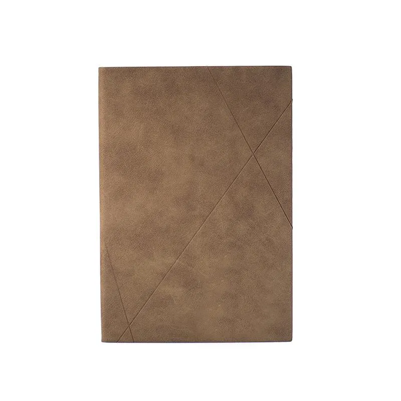 Business Paperback Notebook With Imitation Leather Cover And Diagonal Line Pattern