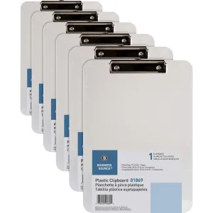 Business Source Flat Clip Plastic Clipboard
