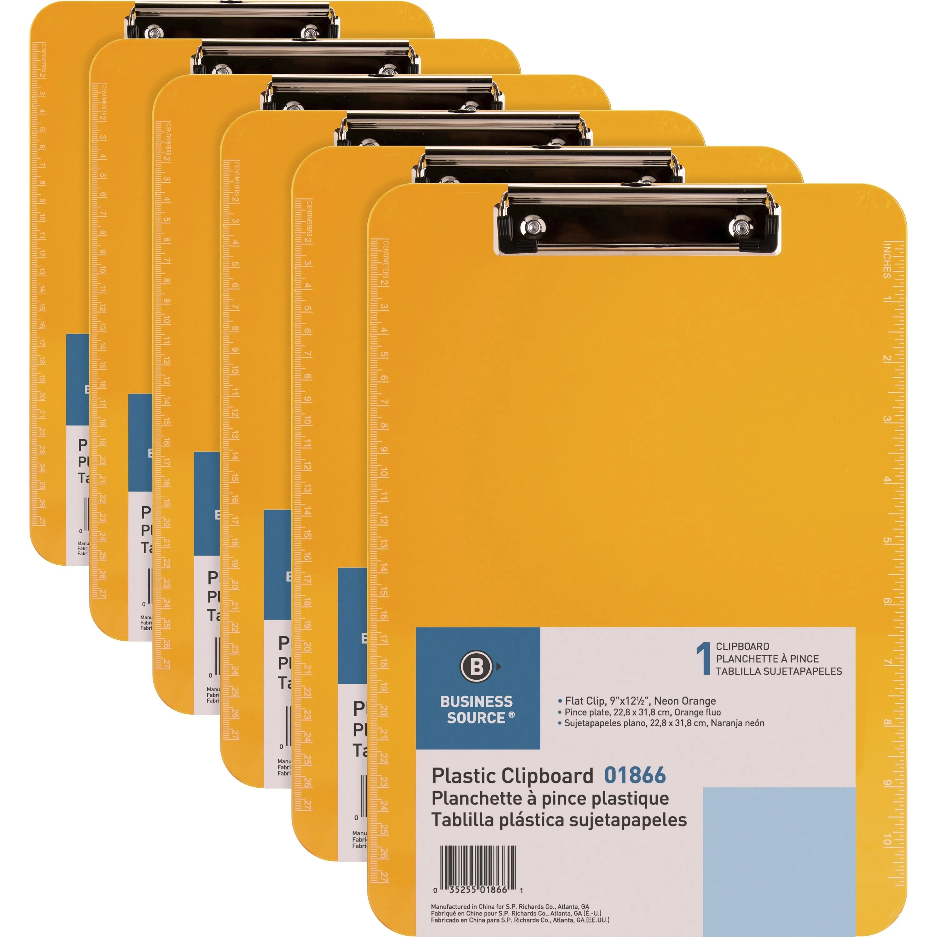 Business Source Flat Clip Plastic Clipboard