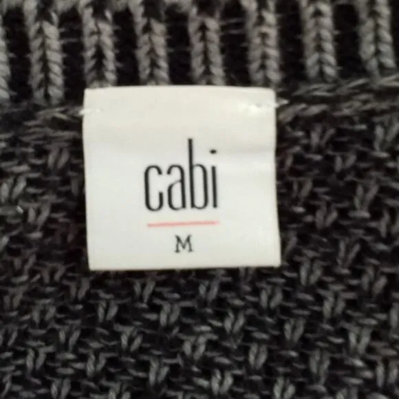 Cabi Womens Sz Medium Lara Duster Cardigan Gray Black Knit Long Sweater Pockets