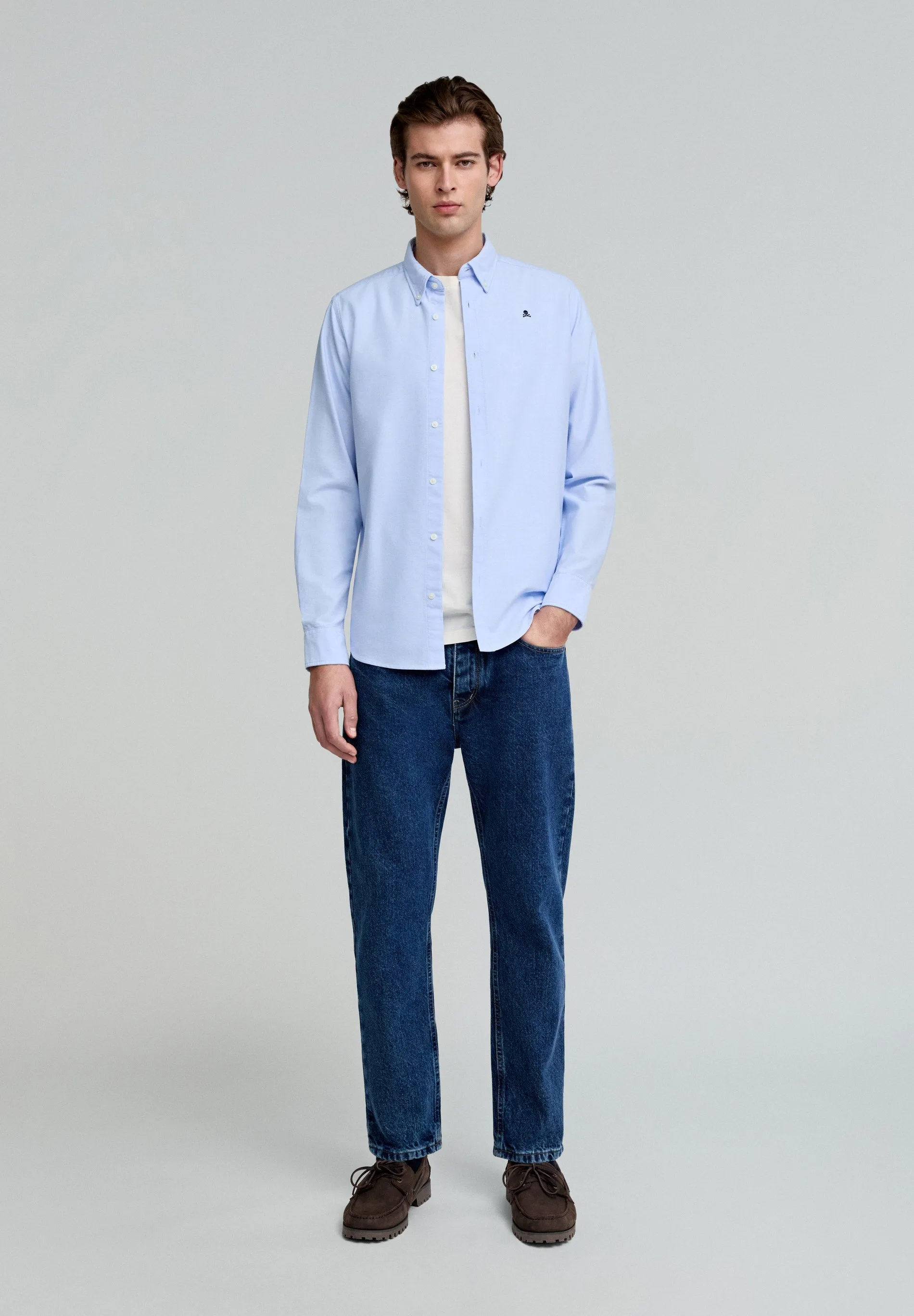 CAMISA OXFORD CAVEIRA CONTRASTE