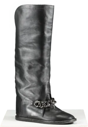 CASADEI Black Varenne 100mm Chain-link Trim Boots UK 7 EU 40 👠