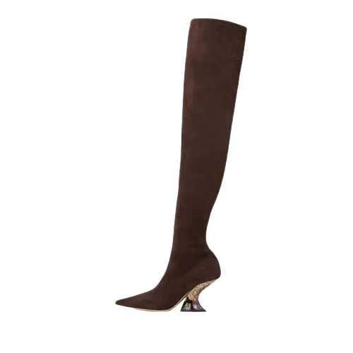 CASADEI Brown Elodie - Over The Knee Suede Boots UK 6 EU 39 👠