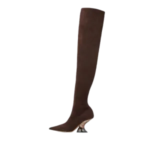 CASADEI Brown Elodie - Over The Knee Suede Boots UK 6 EU 39 👠