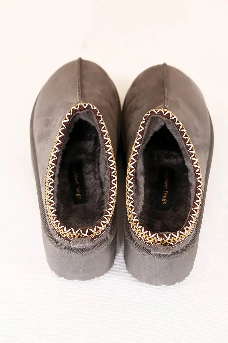Casual Textured Fur Chunky Thermal Slip-On