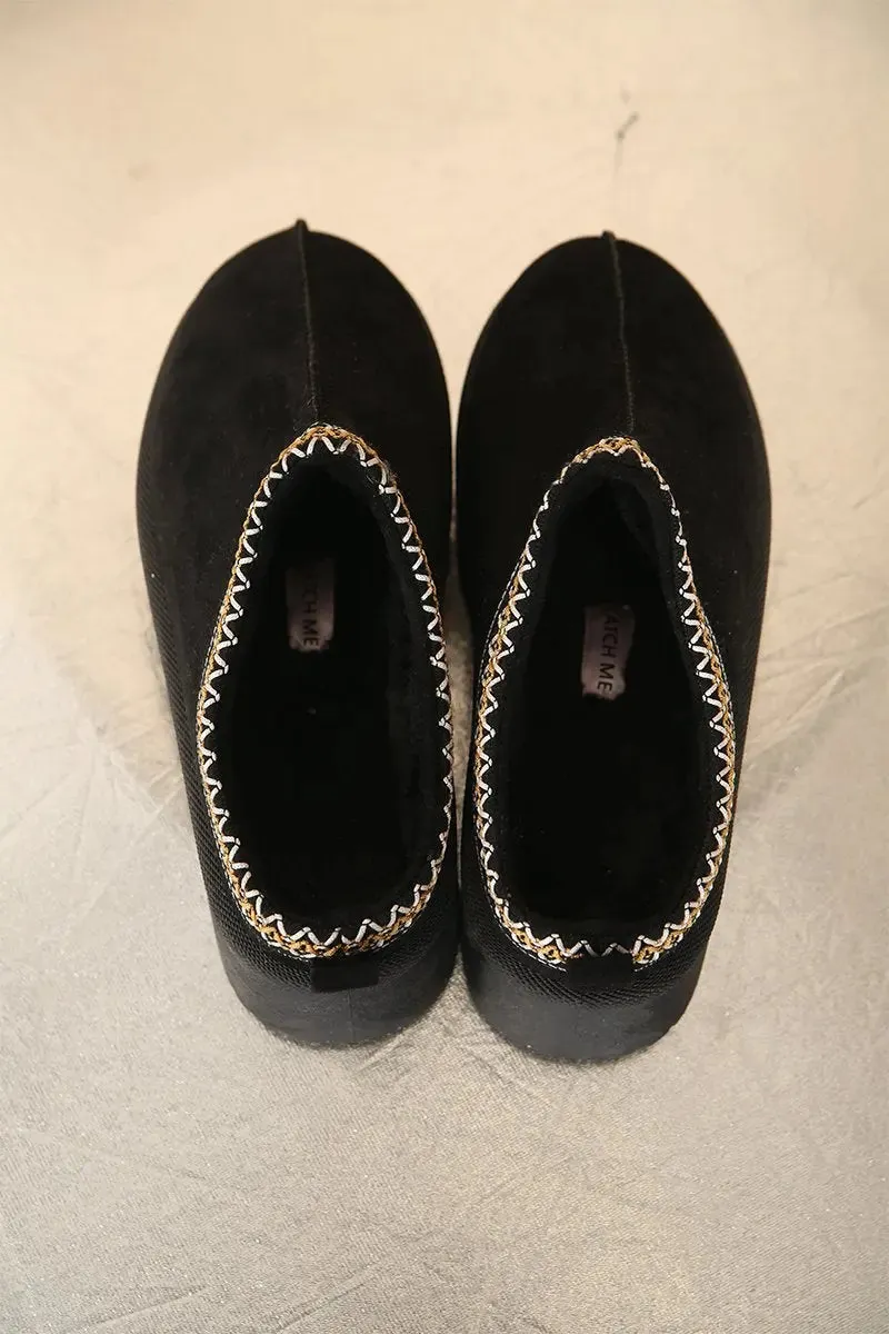 Casual Textured Fur Chunky Thermal Slip-On
