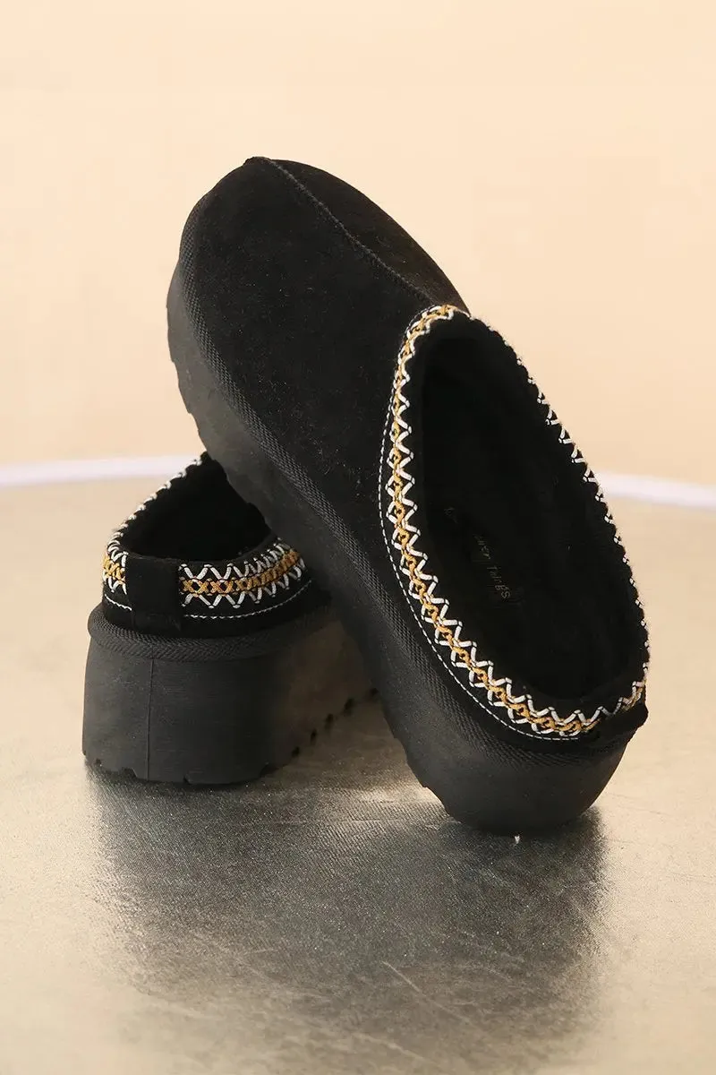 Casual Textured Fur Chunky Thermal Slip-On