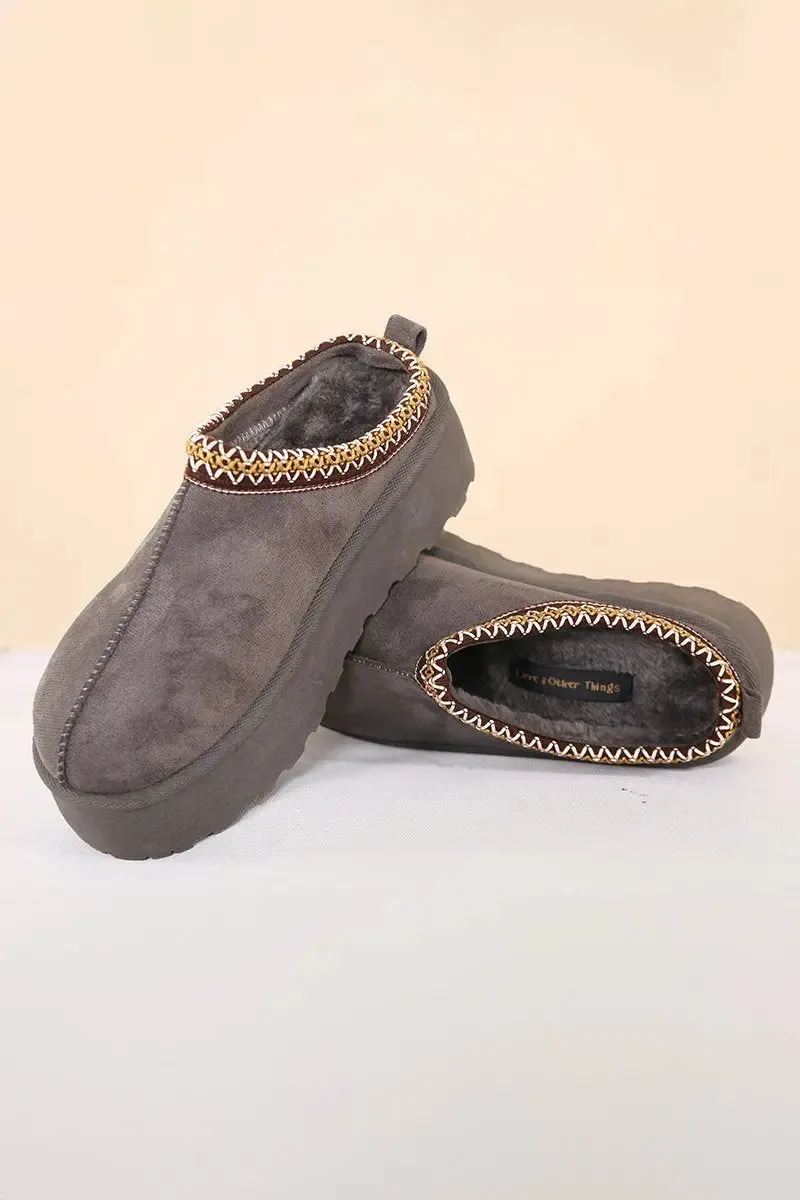 Casual Textured Fur Chunky Thermal Slip-On