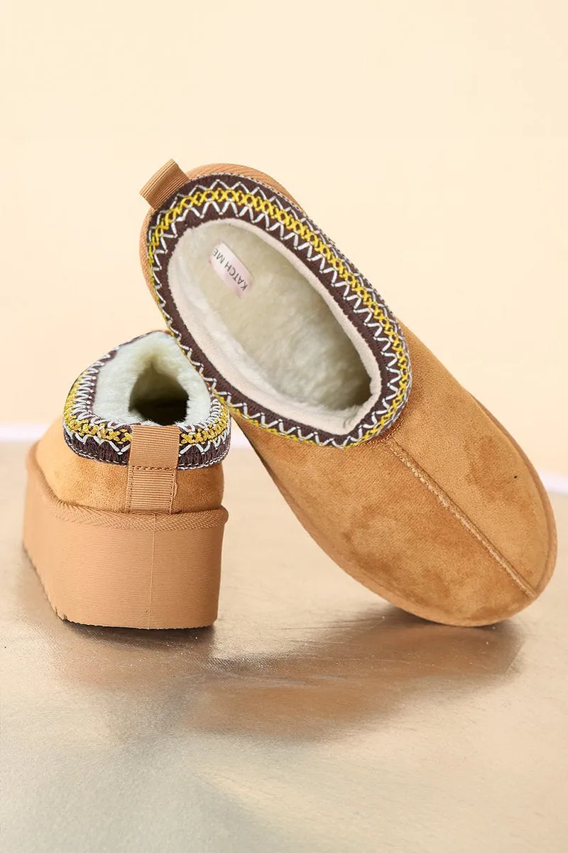 Casual Textured Fur Chunky Thermal Slip-On