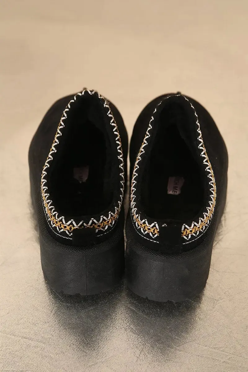 Casual Textured Fur Chunky Thermal Slip-On