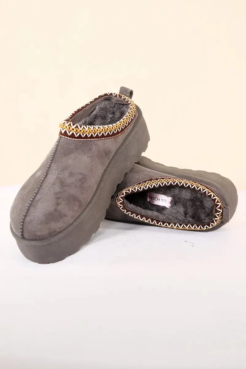 Casual Textured Fur Chunky Thermal Slip-On