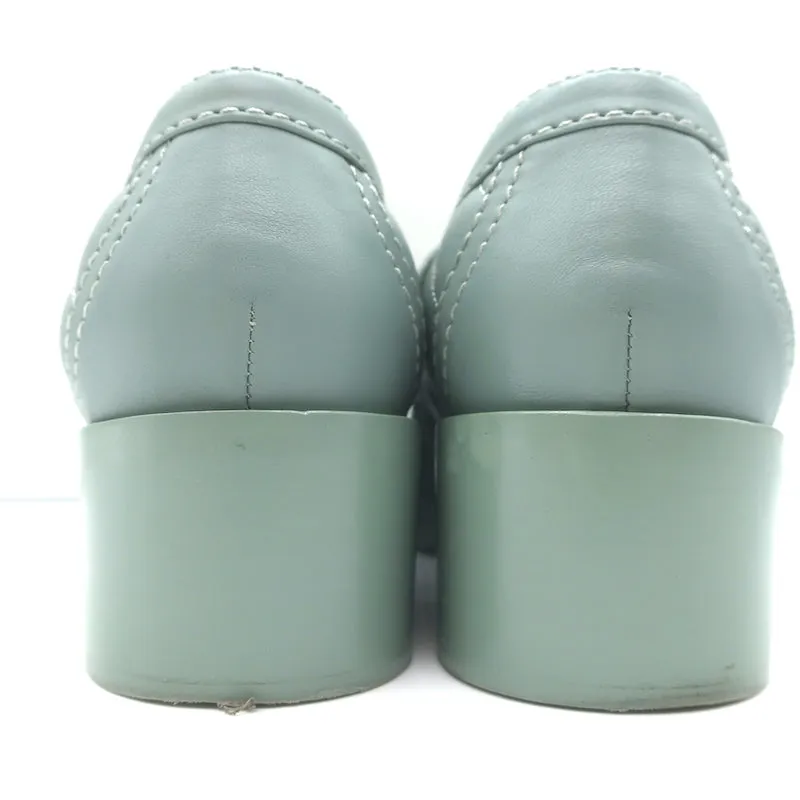 Chanel 23C CC Heart Loafers Seafoam Quilted Leather Size 36