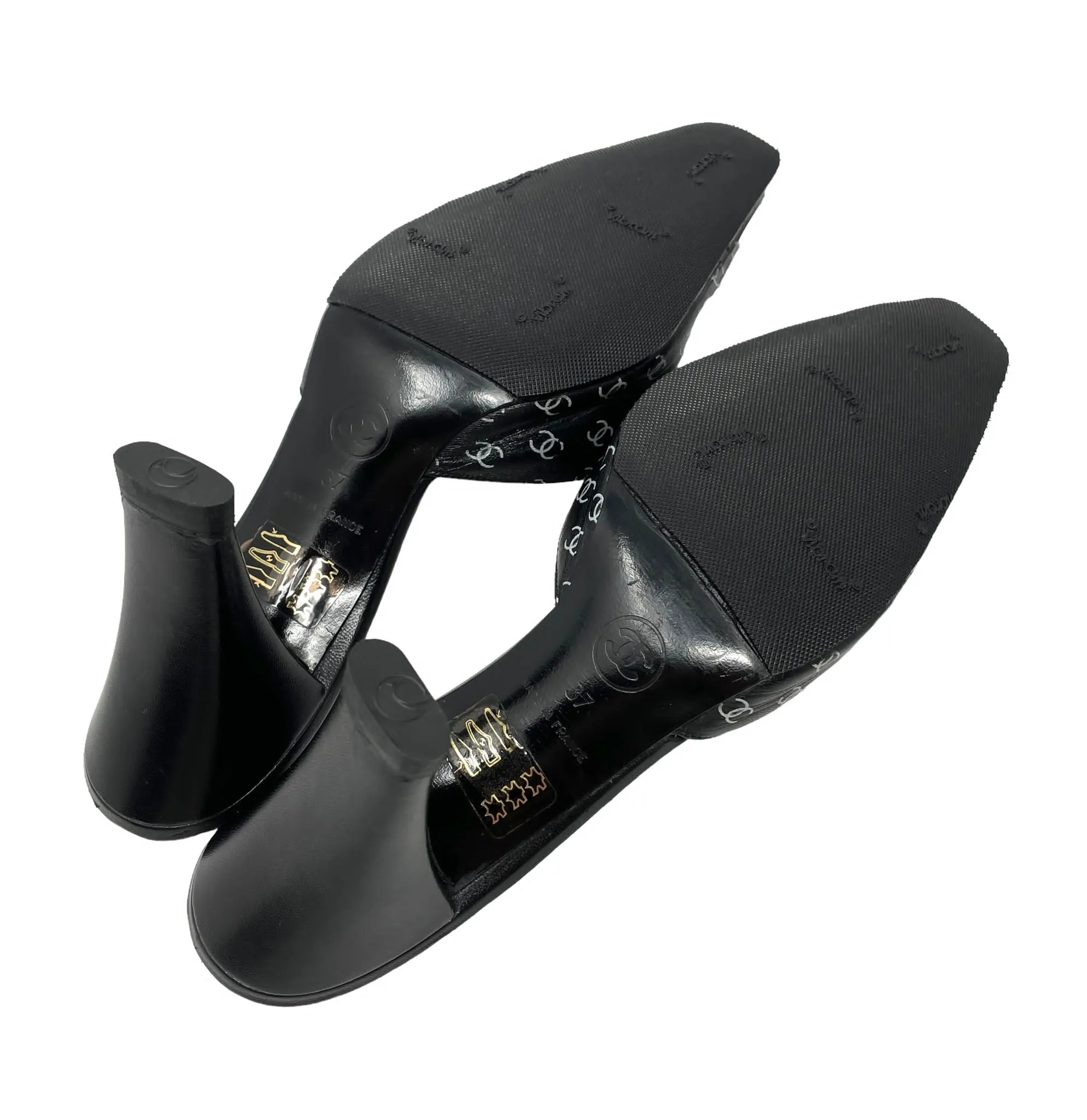 Chanel Black Logo Heels