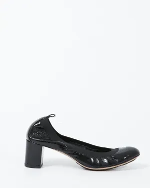 Chanel Black Patent Rounded Tip Pumps - 38.5