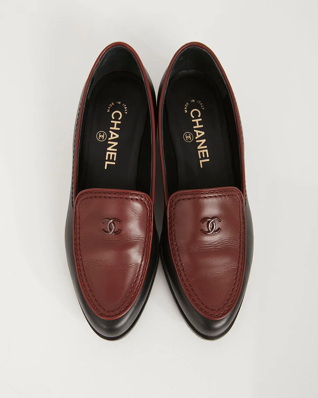 Chanel Brown/Black Leather CC Logo Loafer - 37