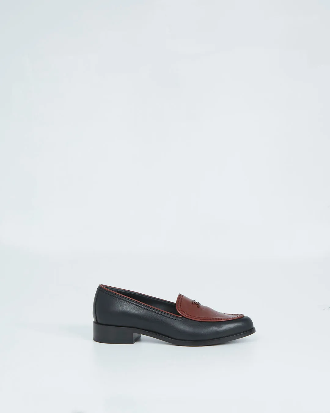 Chanel Brown/Black Leather CC Logo Loafer - 37