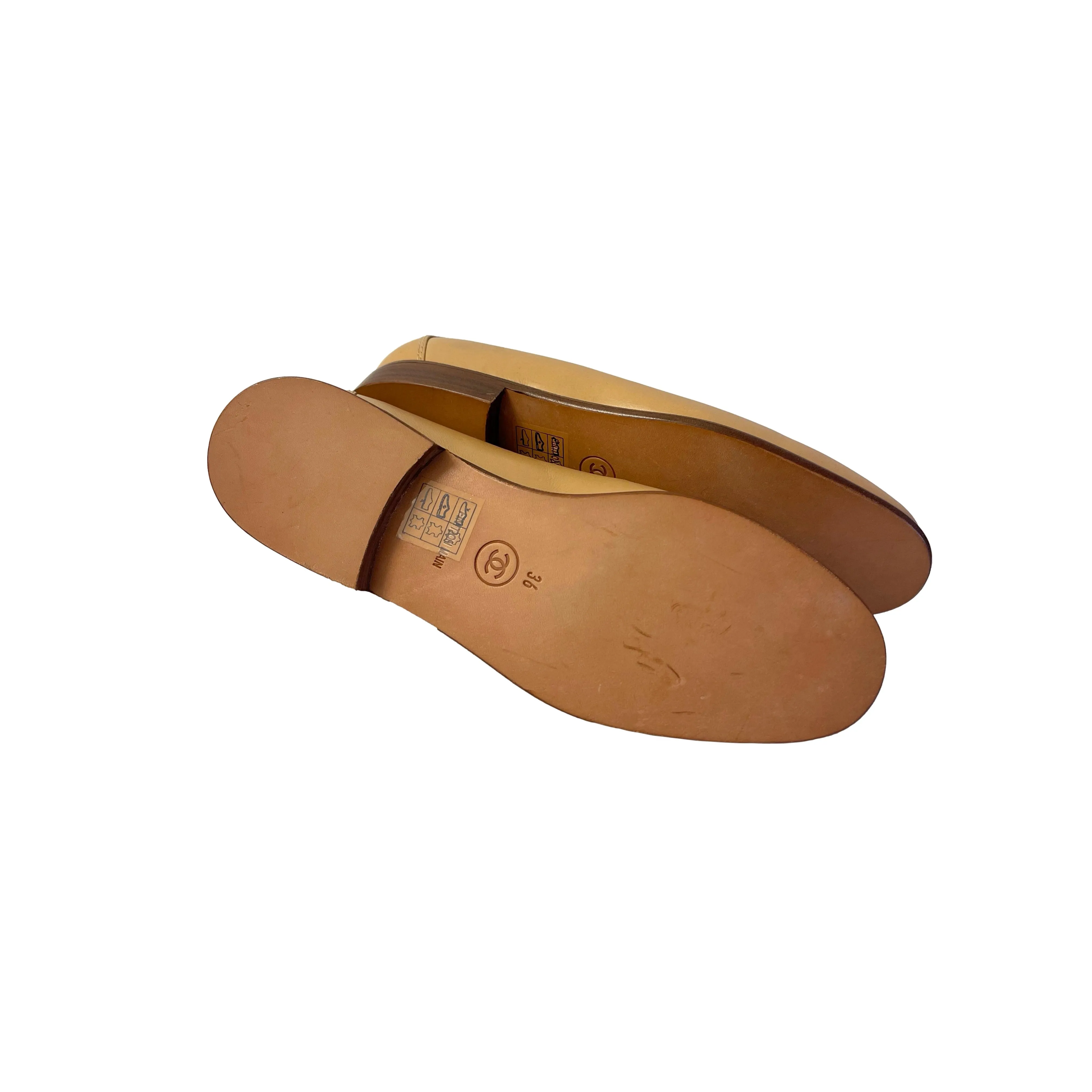 Chanel Nude and Cream Leather Loafers