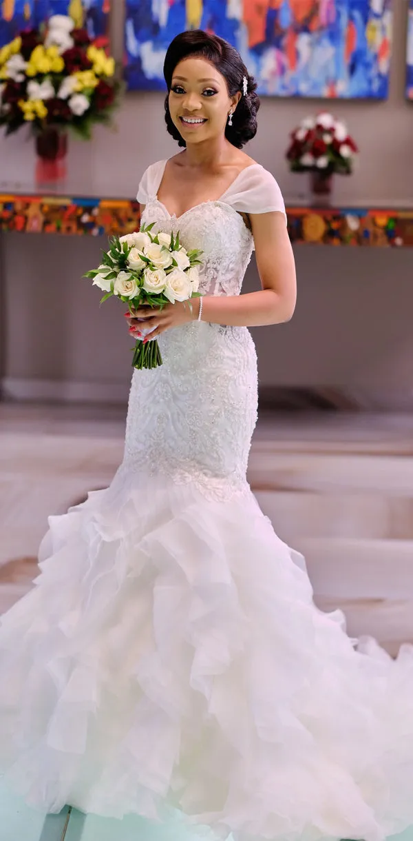 Charming Cap Sleeves Sweetheart Mermaid Vintage Long Wedding Dresses, WD0616