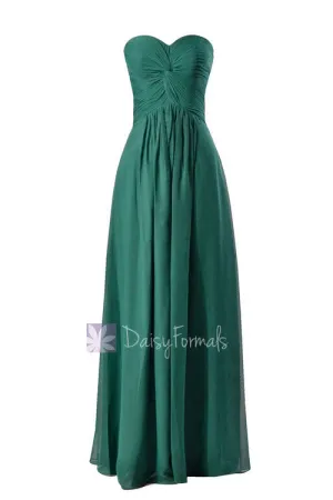 Charming Long Rich Peacock Bridesmaid Dress Strapless Luxury Chiffon Dress(BM7915)