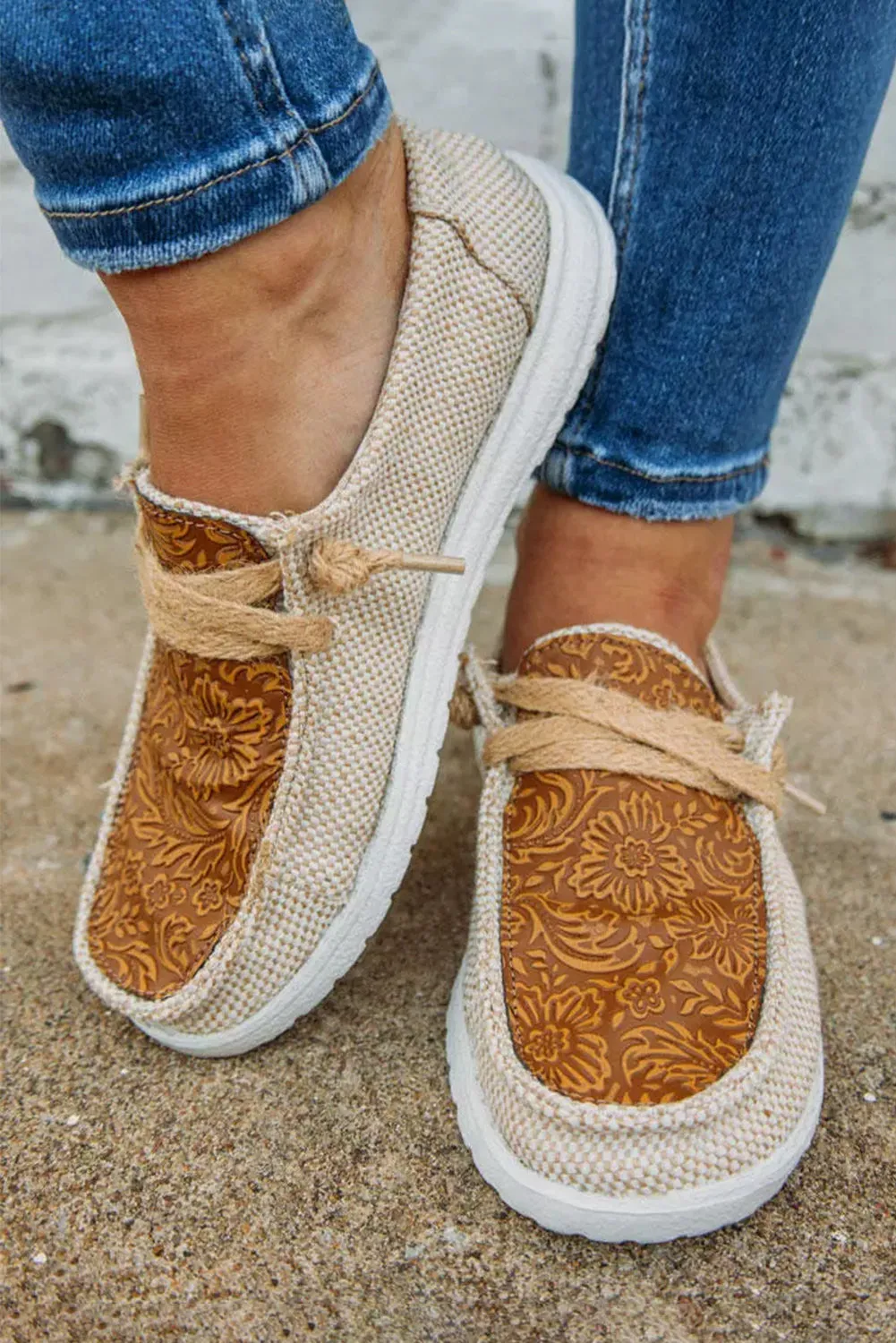 Chestnut Gypsy Jazz Patchwork Slip On Shoes