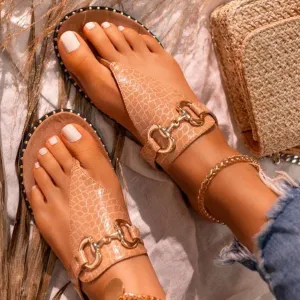 Chic Open Toed Alloy Chain Embellished Sandal Shoes