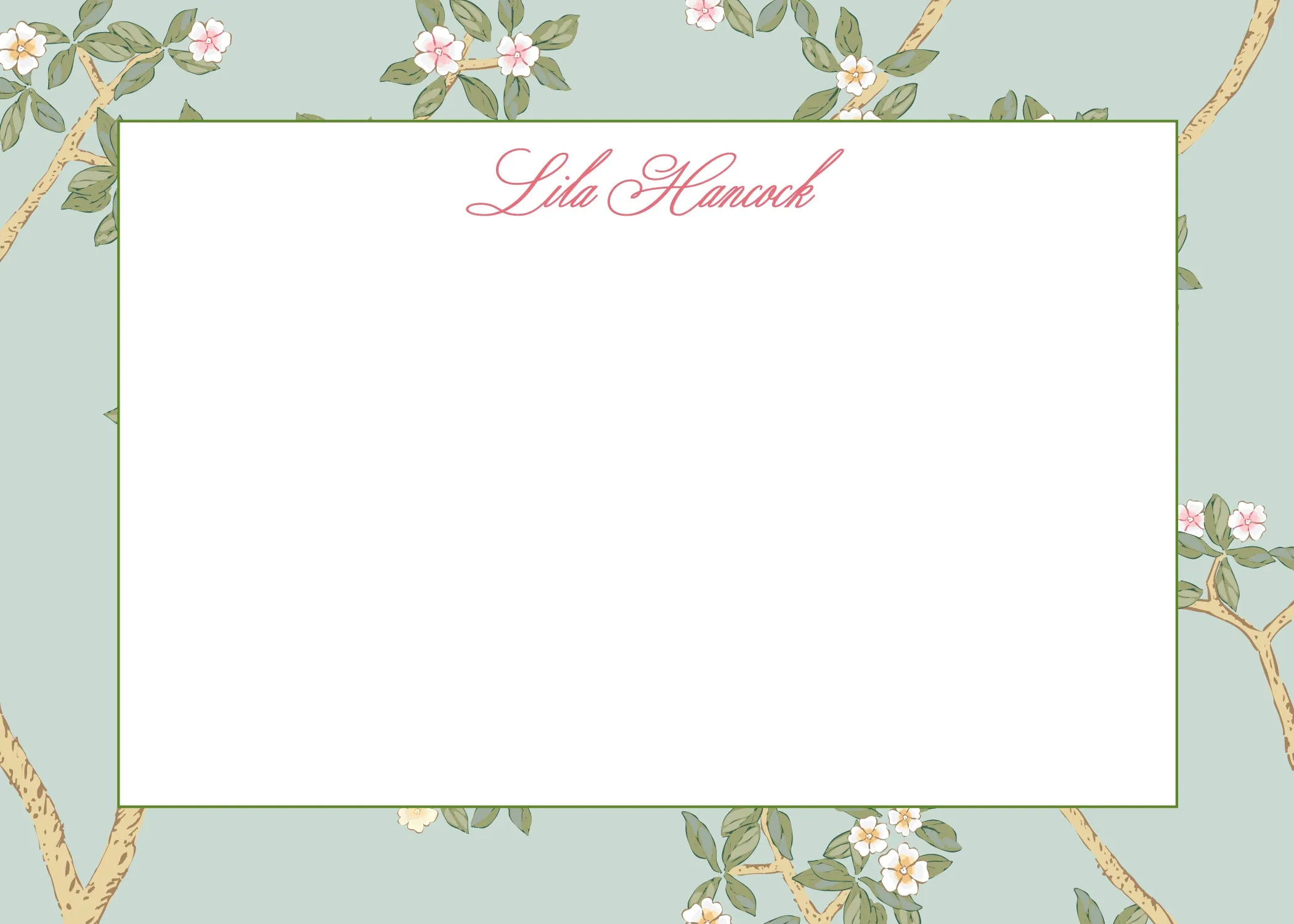 Chinoiserie Branch - Green Stationery