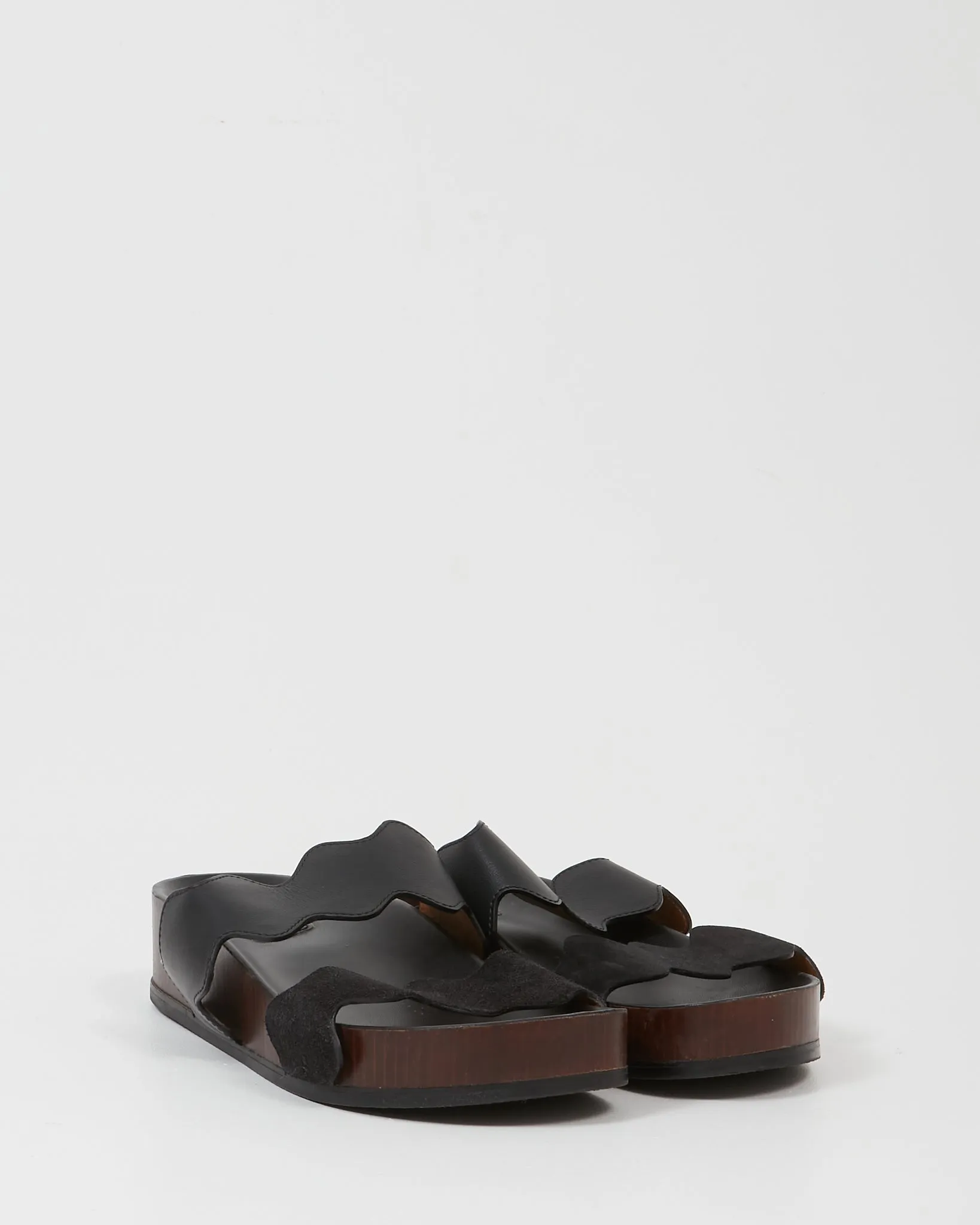 Chloé Black Leather/Suede Slip On Sandal - 39