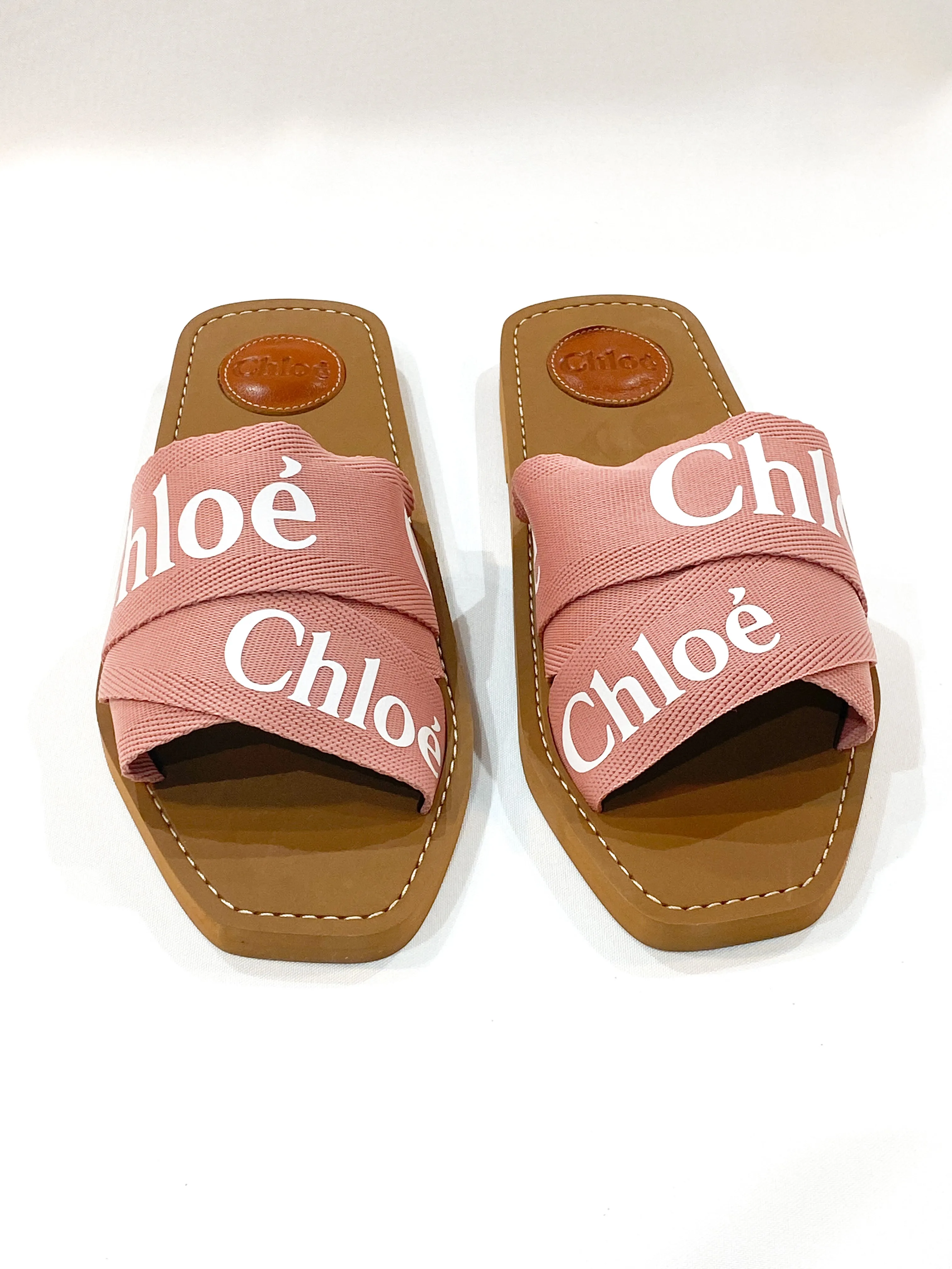 Chloe Woody Flat Sandal Logo
