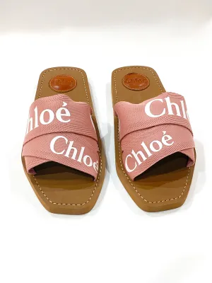 Chloe Woody Flat Sandal Logo
