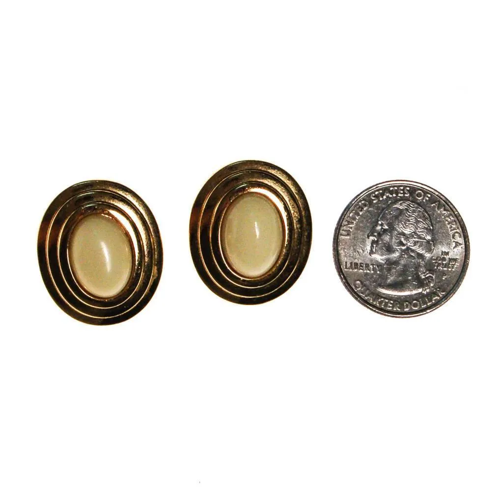 Christian Dior Earrings Gold with Cream Lucite Centers