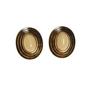 Christian Dior Earrings Gold with Cream Lucite Centers