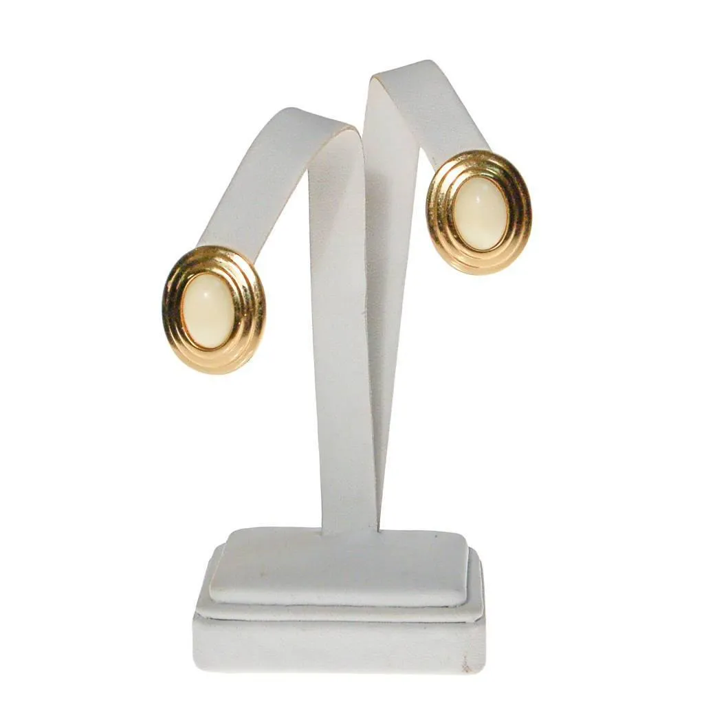 Christian Dior Earrings Gold with Cream Lucite Centers