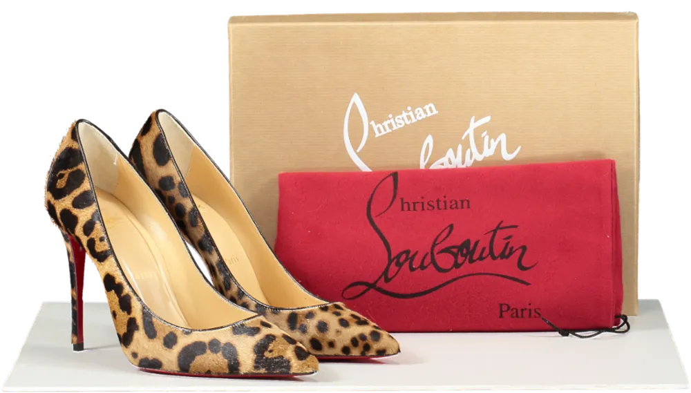 Christian Louboutin Kate 100 Leopard-print Pony Hair Pumps UK 3.5 EU 36.5 👠