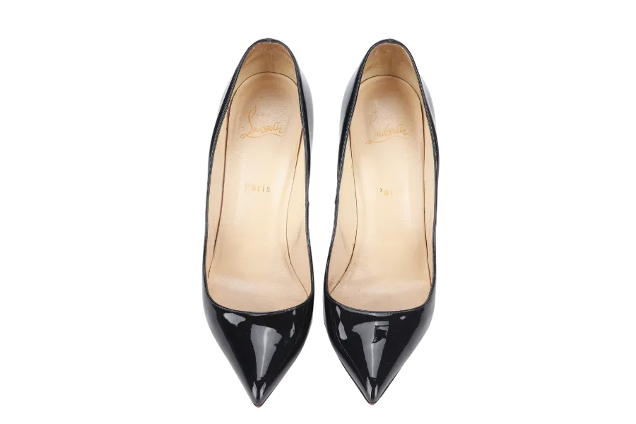 CHRISTIAN LOUBOUTIN PIGALLE FOLLIES BLACK PATENT LEATHER HEELS 41