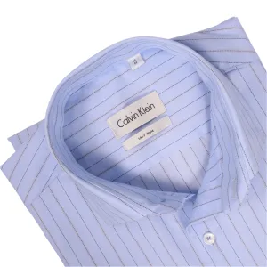 CK Sky Blue Narrow Striped Shirt