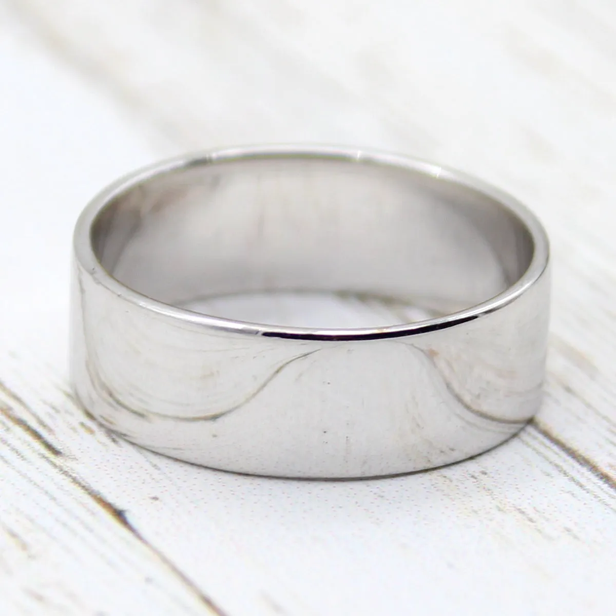 Classic Unisex 7 MM Wedding Band High Polish Flat Ring 18k Gold