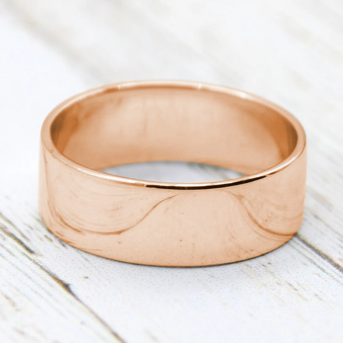 Classic Unisex 7 MM Wedding Band High Polish Flat Ring 18k Gold