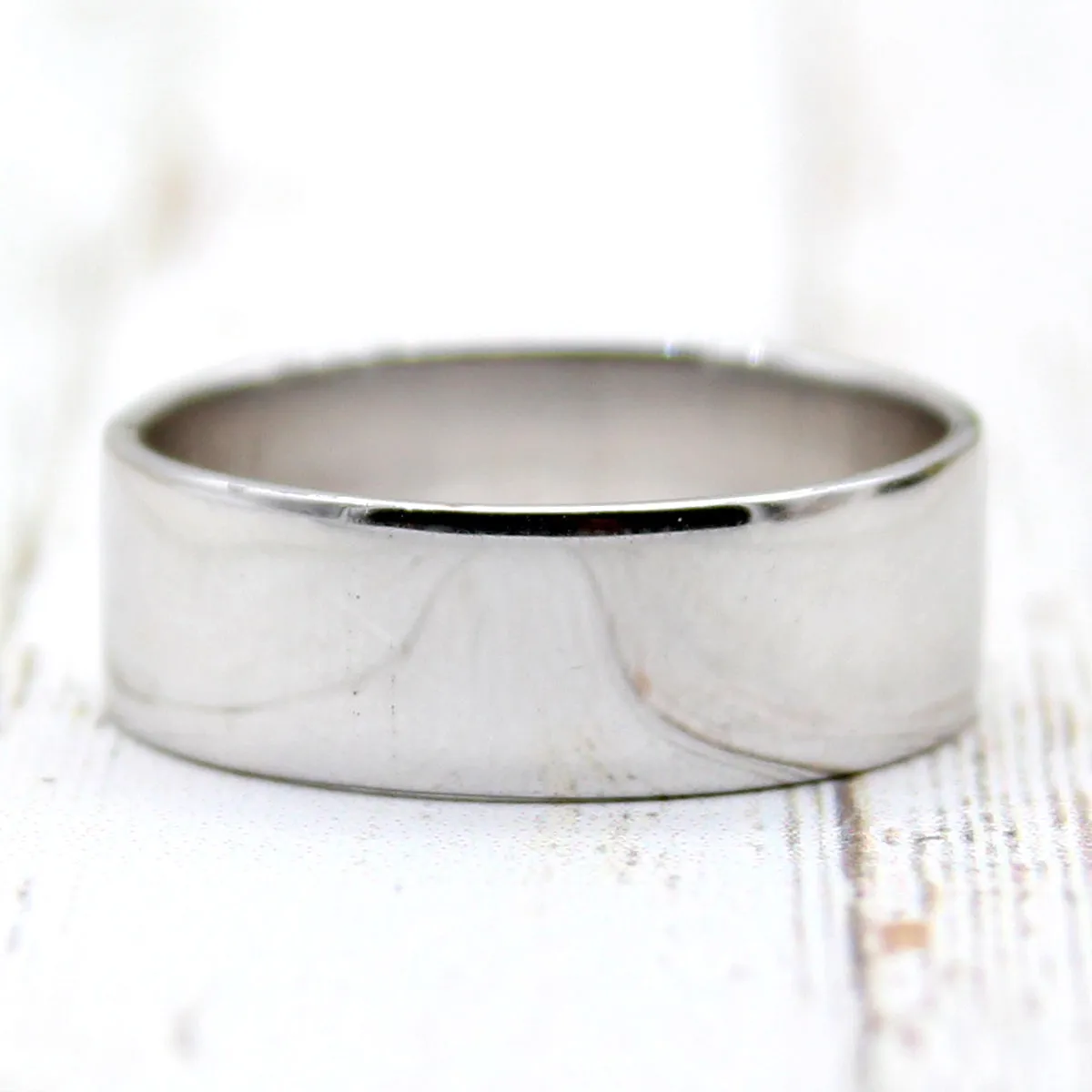 Classic Unisex 7 MM Wedding Band High Polish Flat Ring 18k Gold