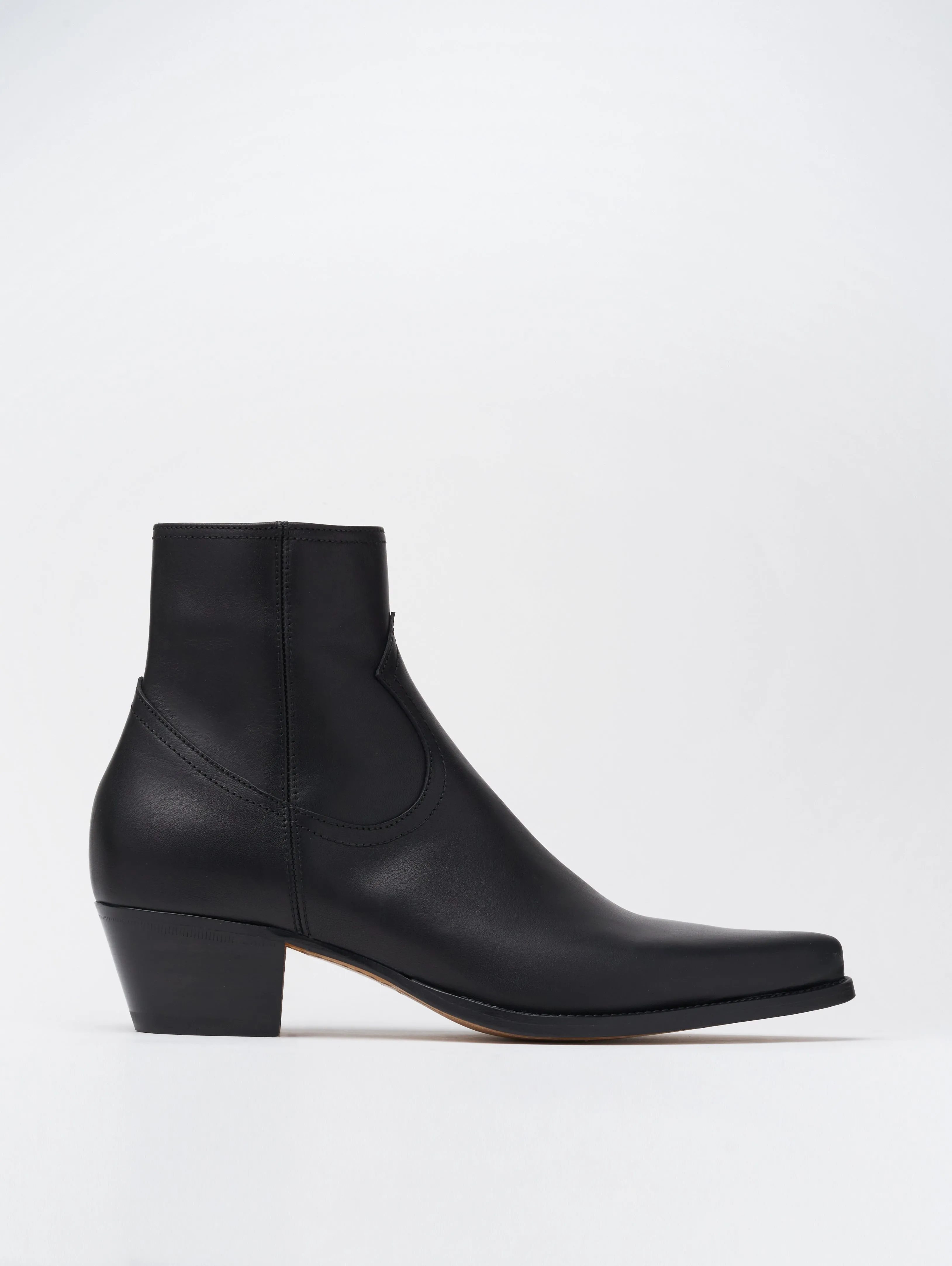 CLINT ANKLE BOOT IN BLACK VACCHETTA LEATHER