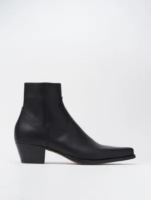CLINT ANKLE BOOT IN BLACK VACCHETTA LEATHER